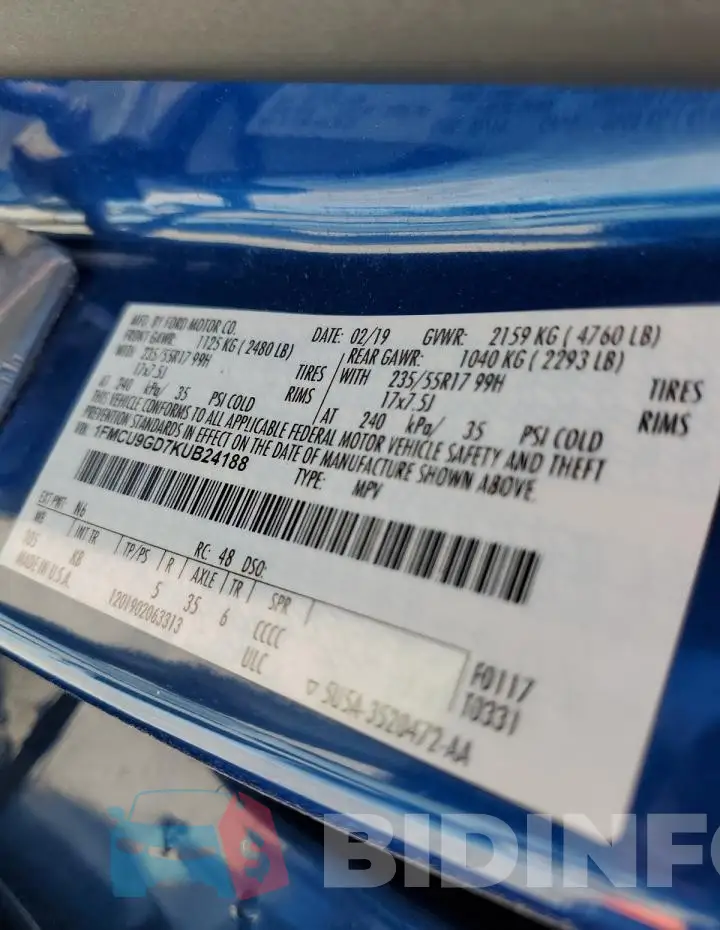 1FMCU9GD7KUB24188 Photo# 13