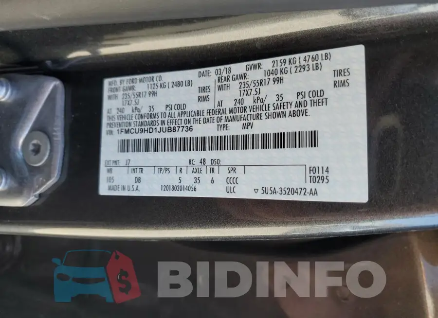 1FMCU9HD1JUB87736 Photo# 13