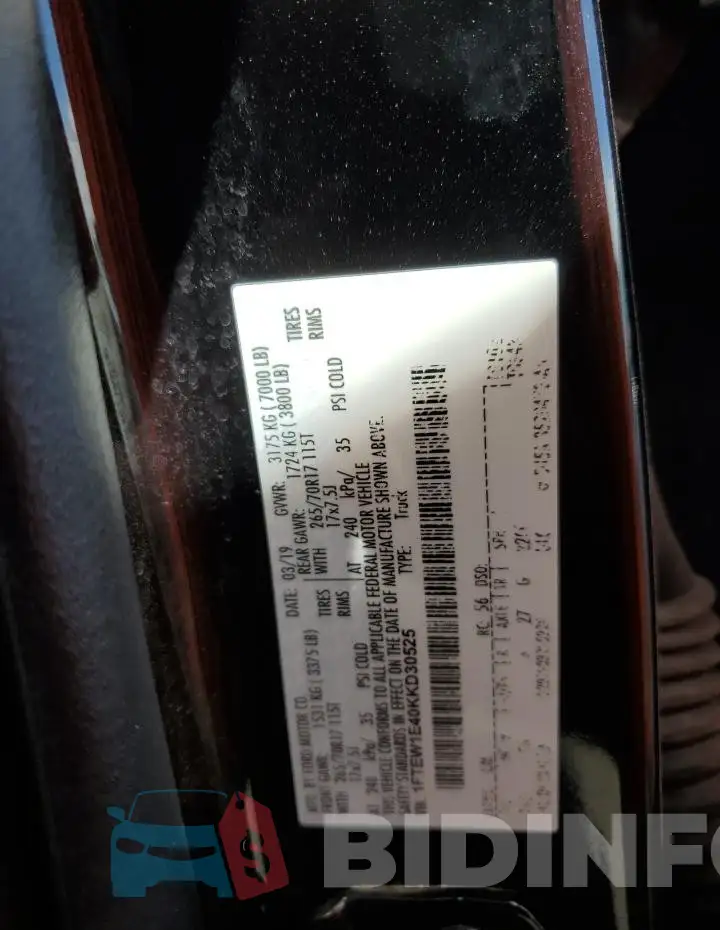 1FTEW1E40KKD30525 Photo# 12