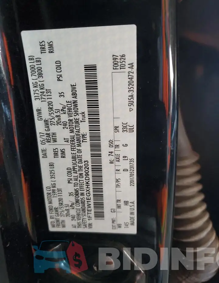 1FTEW1EGXHKD90203 Photo# 13