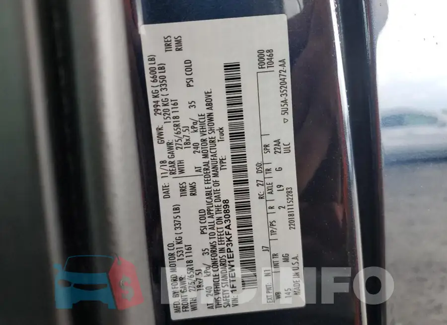 1FTEW1EP3KFA30898 Photo# 12