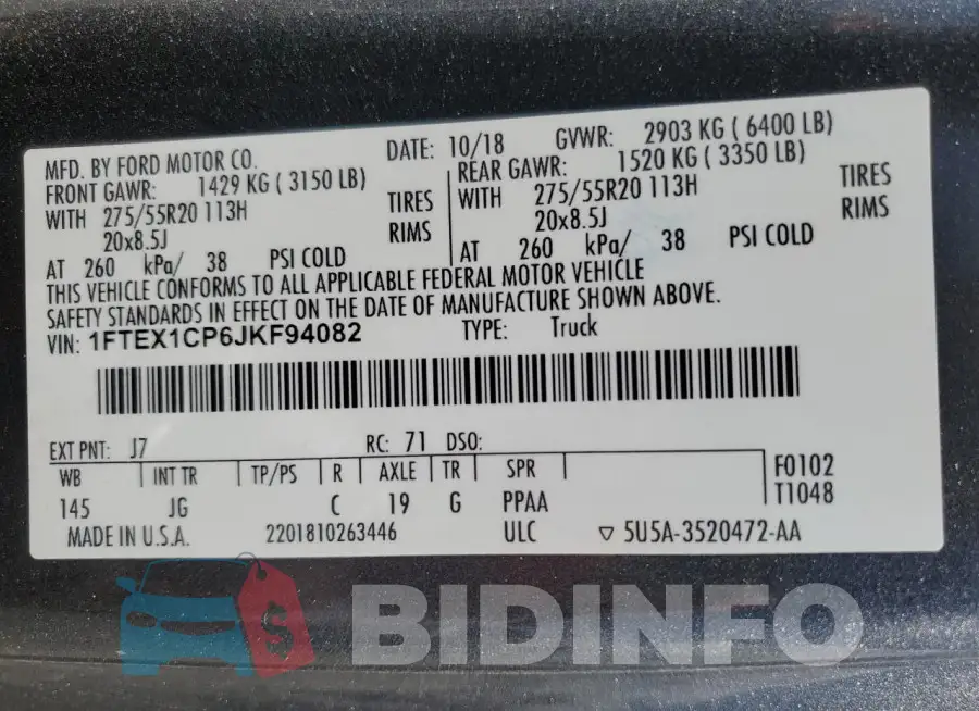 1FTEX1CP6JKF94082 Photo# 13