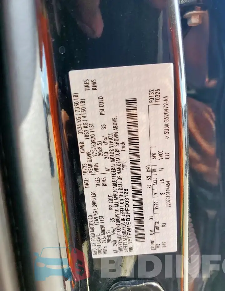 1FTFW1ED3PFD03128 Photo# 13
