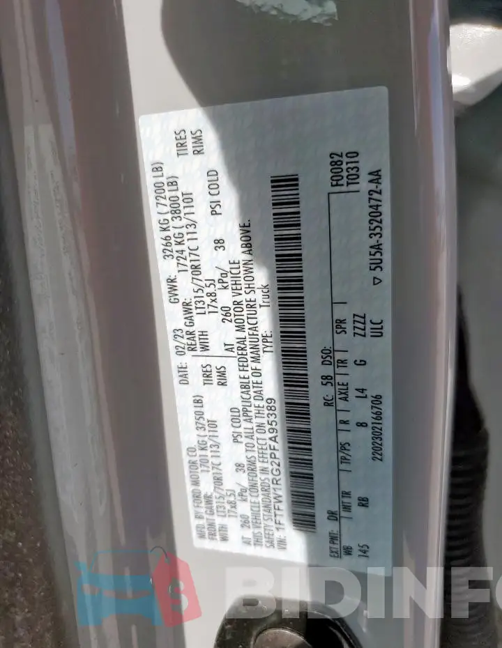 1FTFW1RG2PFA95389 Photo# 12