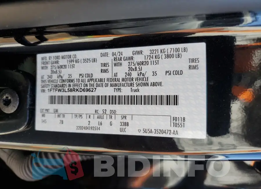 1FTFW3L58RKD69627 Photo# 13