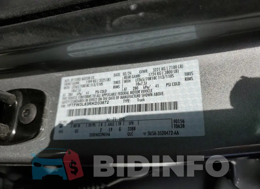 1FTFW3L83RKD33872 Photo# 12