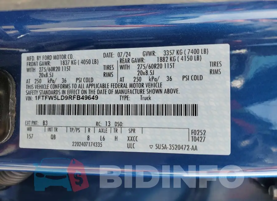 1FTFW5LD9RFB49649 Photo# 12