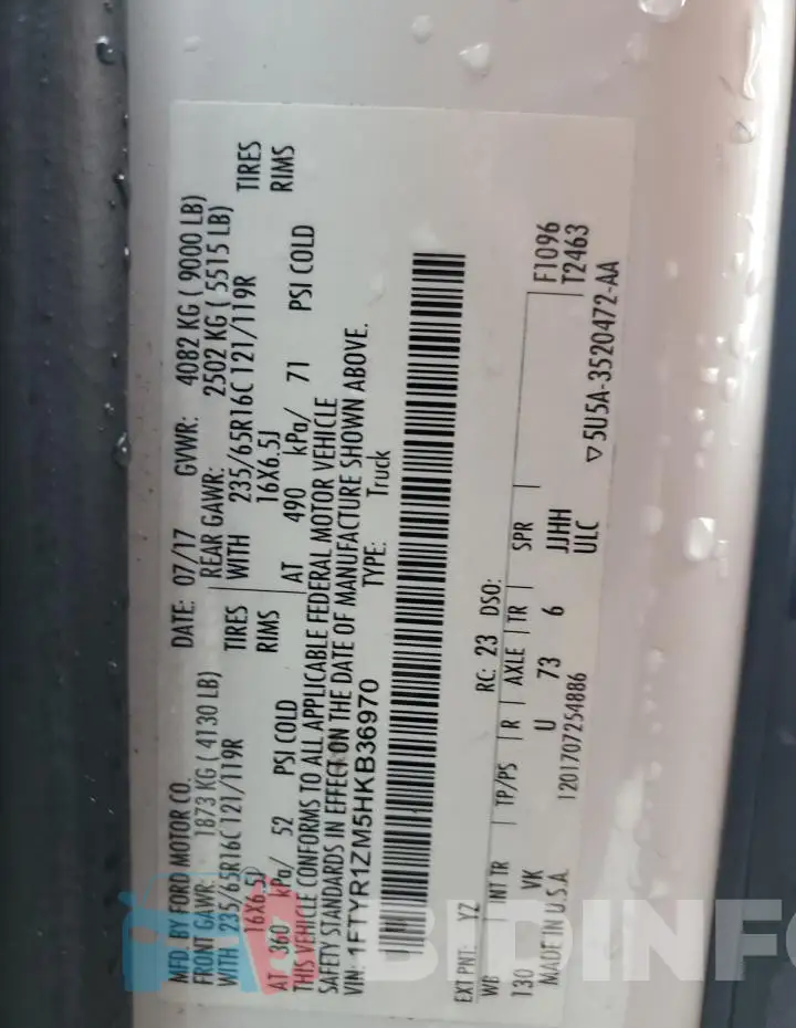 1FTYR1ZM5HKB36970 Photo# 13