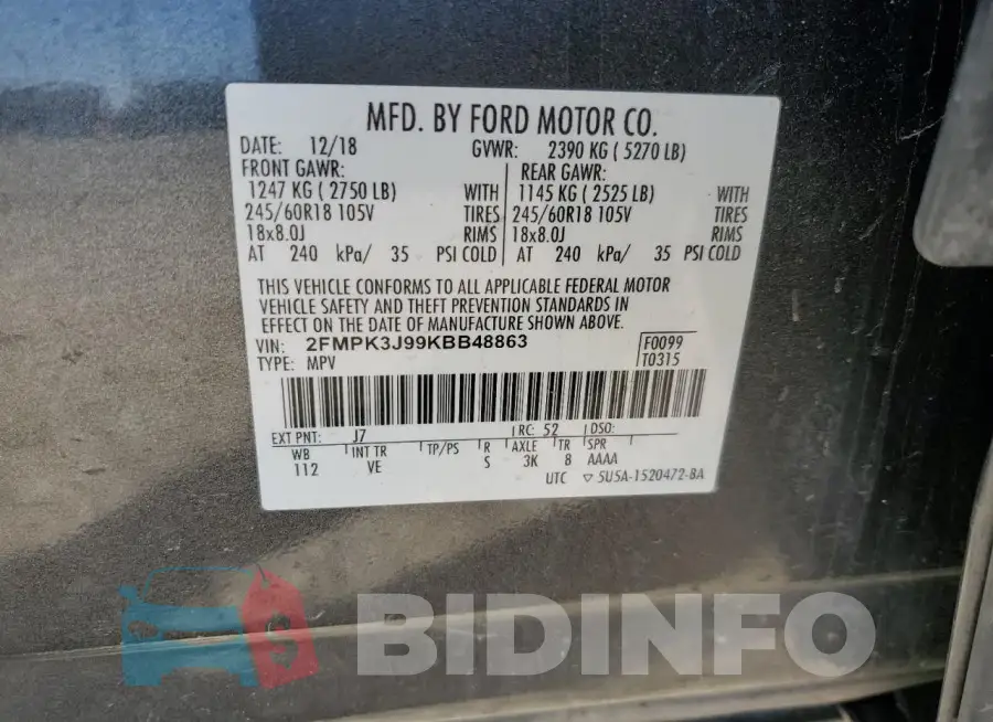 2FMPK3J99KBB48863 Photo# 14