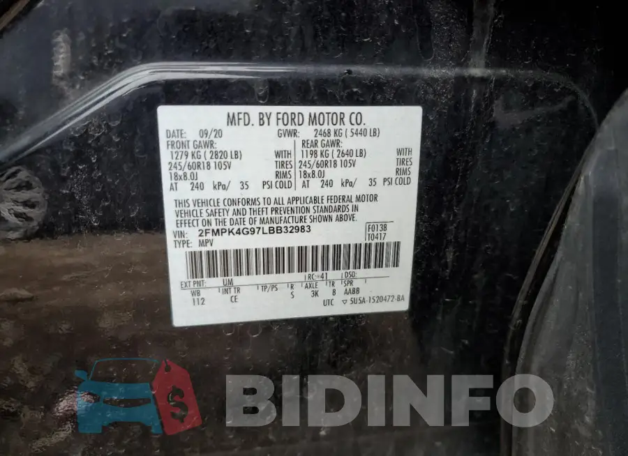 2FMPK4G97LBB32983 Photo# 14