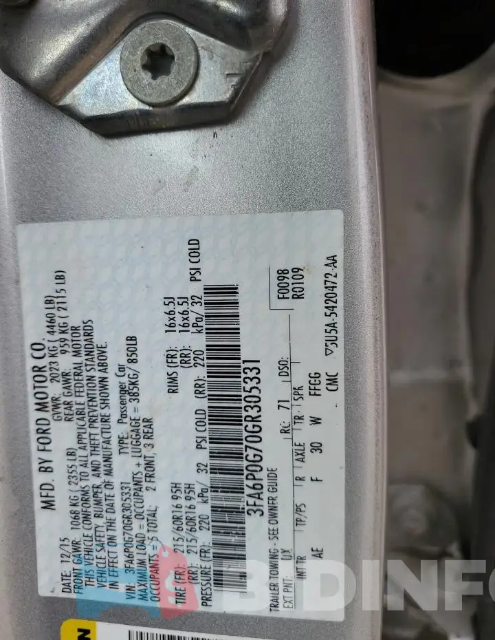 3FA6P0G70GR305331 Photo# 12