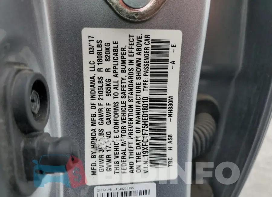 19XFC1F75HE018010 Photo# 12