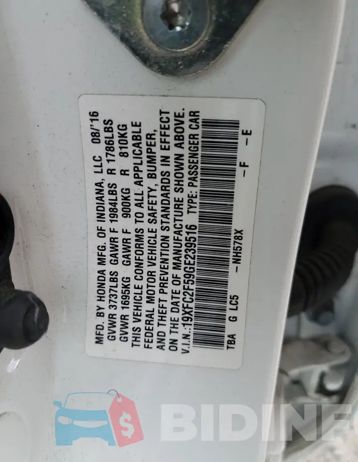 19XFC2F59GE239516 Photo# 12