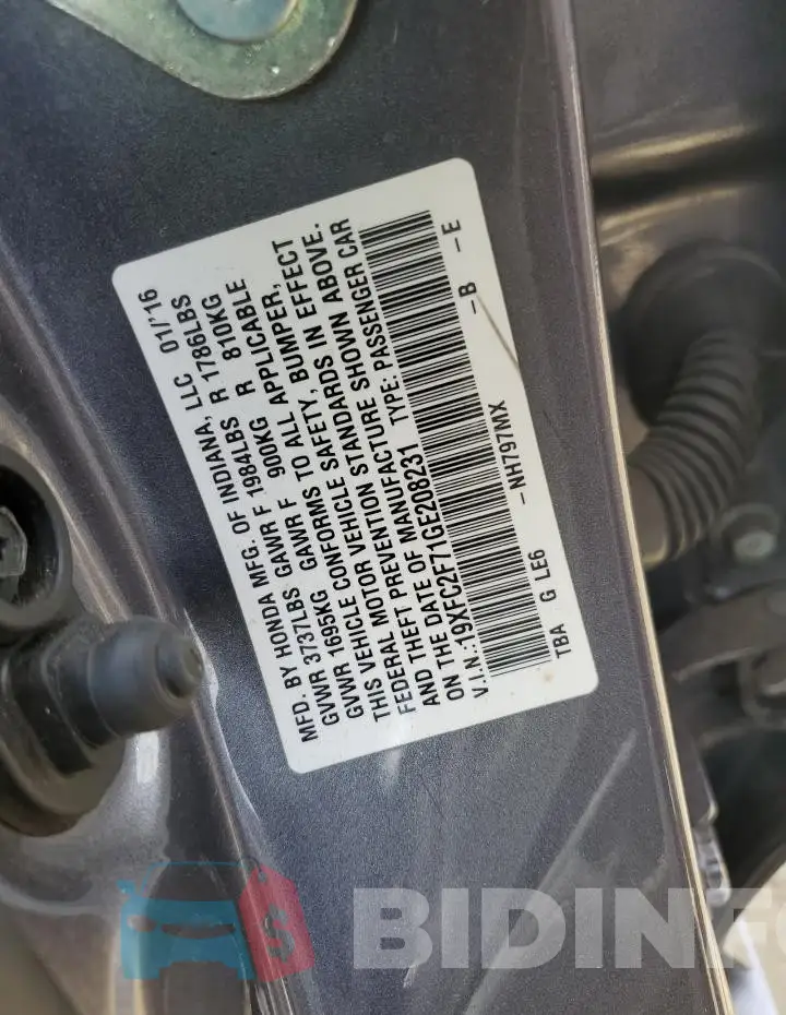 19XFC2F71GE208231 Photo# 12