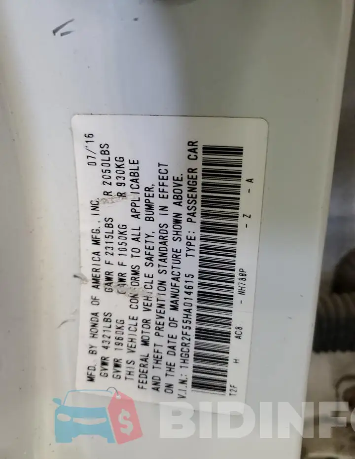 1HGCR2F55HA014615 Photo# 12