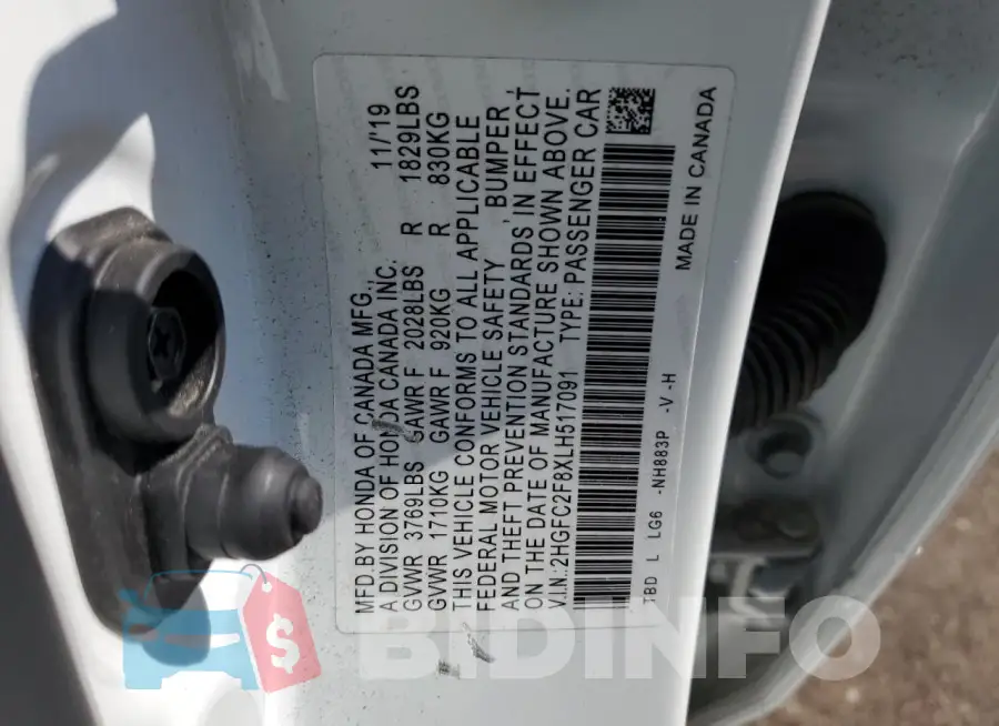 2HGFC2F8XLH517091 Photo# 12