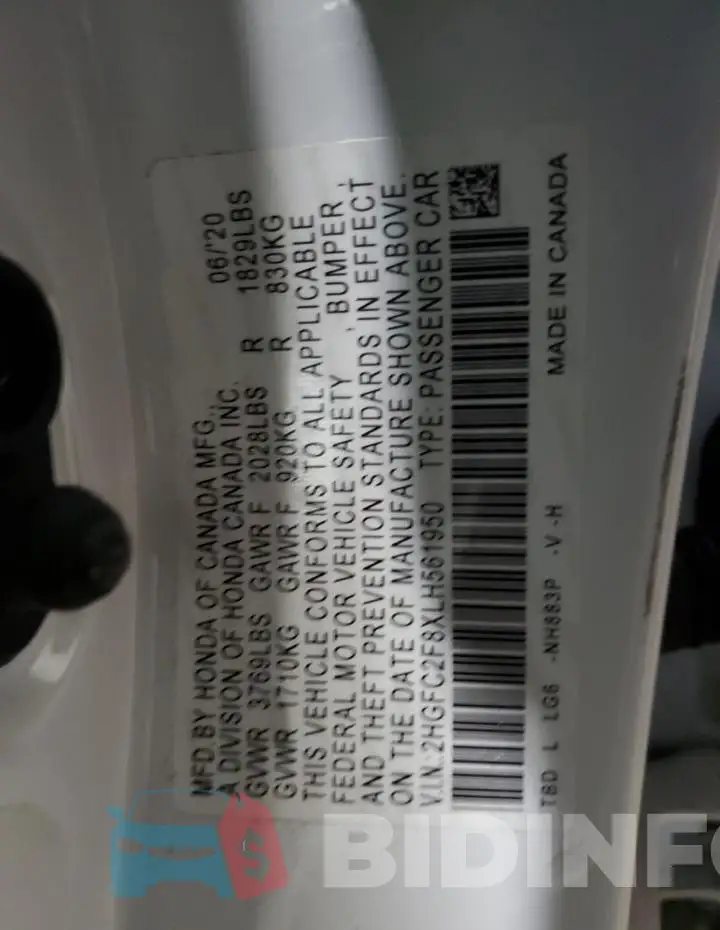 2HGFC2F8XLH561950 Photo# 12