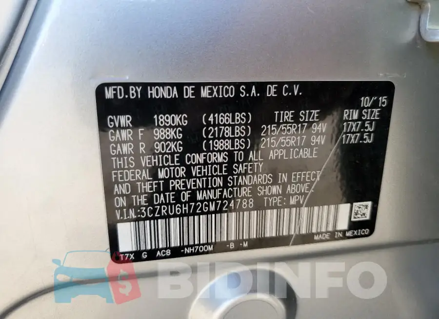 3CZRU6H72GM724788 Photo# 12