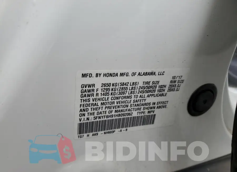 5FNYF6H91HB092062 Photo# 13