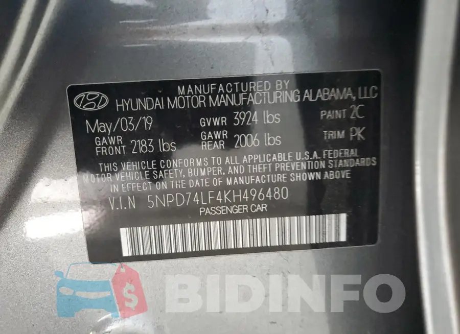 5NPD74LF4KH496480 Photo# 12
