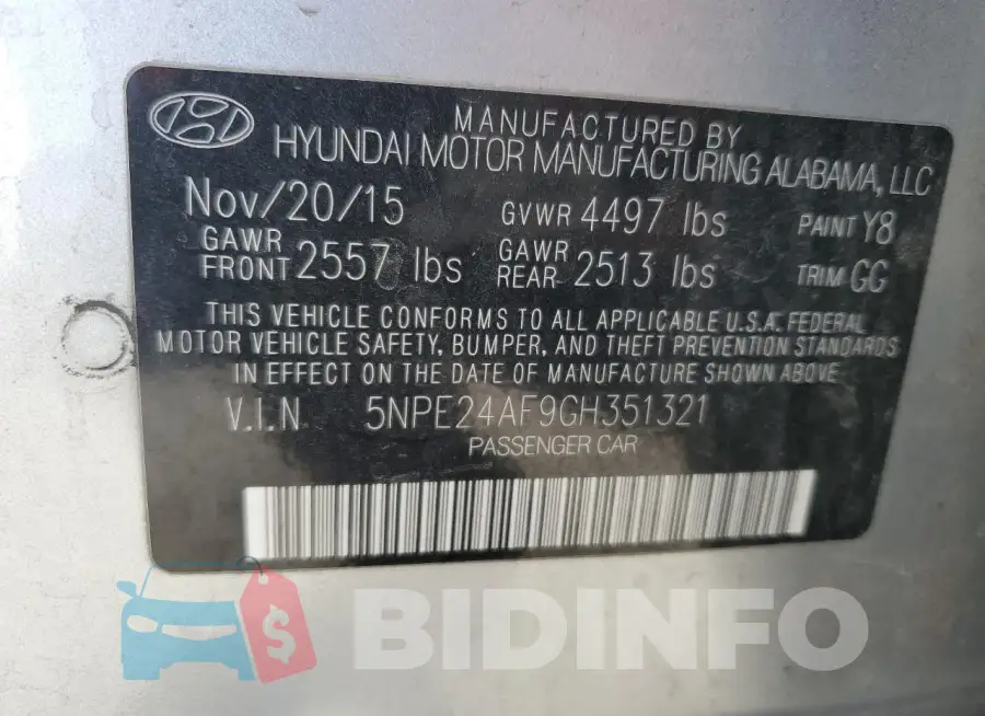 5NPE24AF9GH351321 Photo# 12