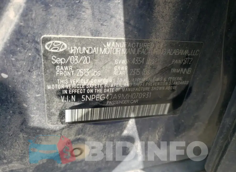 5NPEG4JA9MH070931 Photo# 12