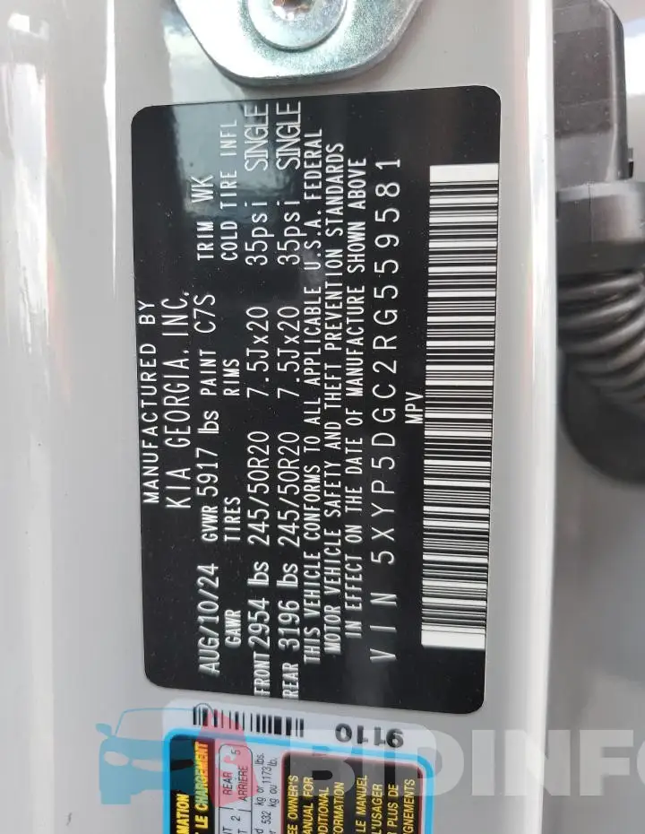 5XYP5DGC2RG559581 Photo# 14