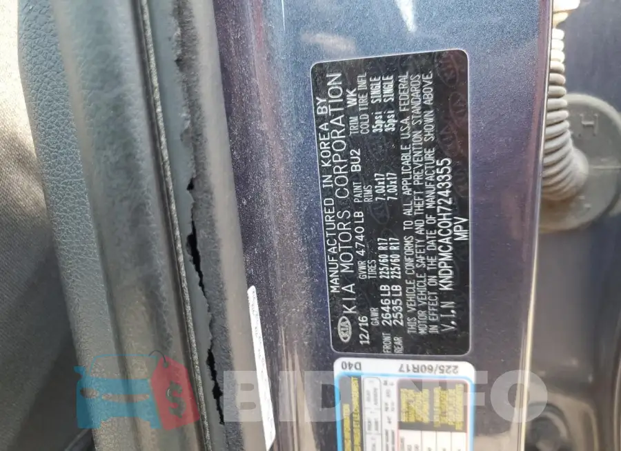KNDPMCAC0H7243355 Photo# 13