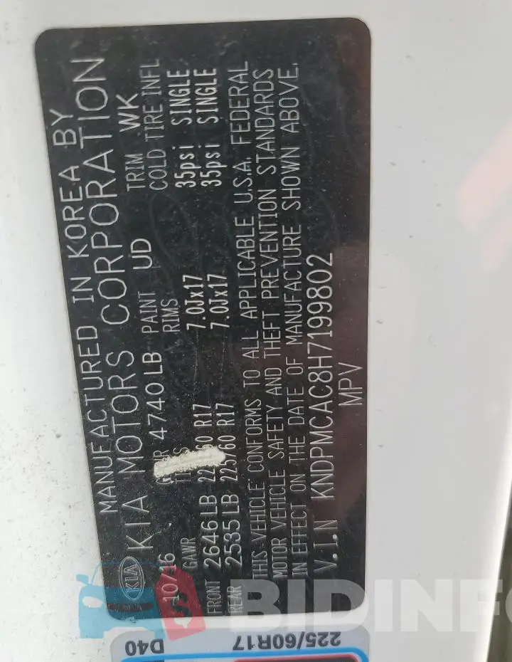 KNDPMCAC8H7199802 Photo# 13