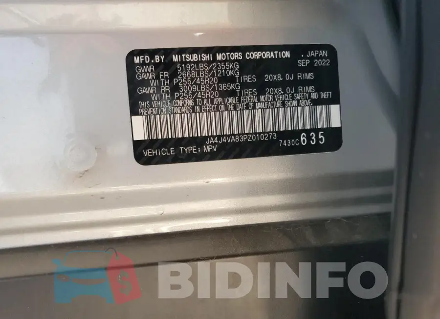 JA4J4VA83PZ010273 Photo# 14