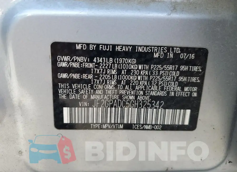 JF2GPADC5GH325342 Photo# 14