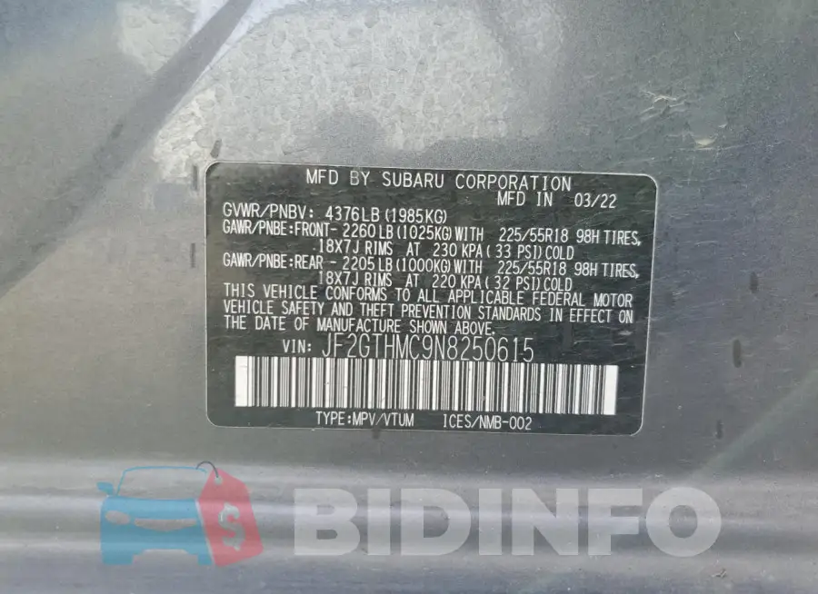 JF2GTHMC9N8250615 Photo# 14