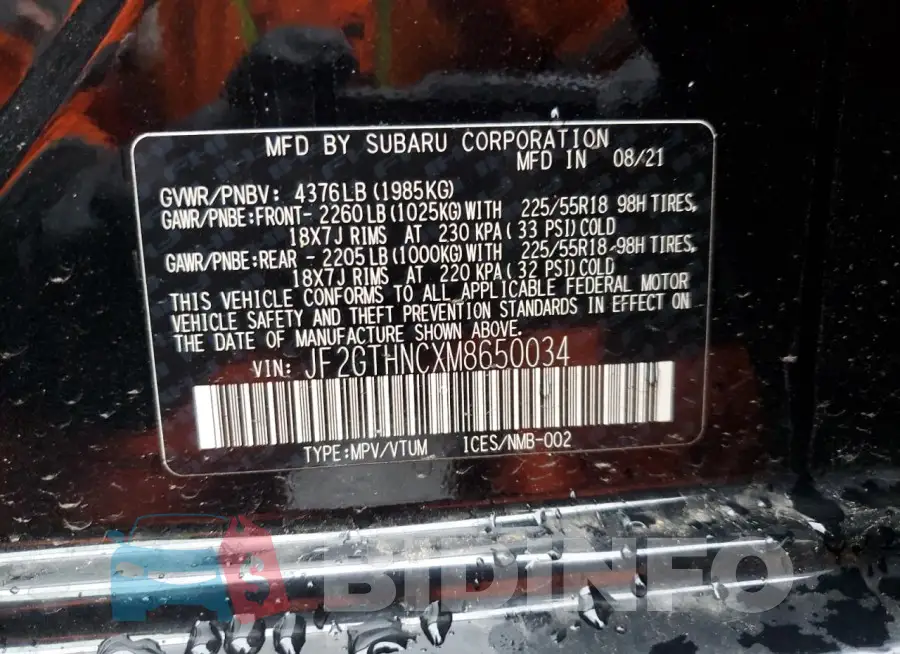 JF2GTHNCXM8650034 Photo# 12