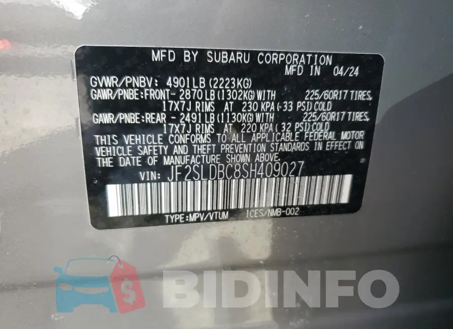 JF2SLDBC8SH409027 Photo# 14
