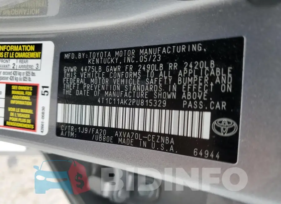 4T1C11AK2PU815329 Photo# 12
