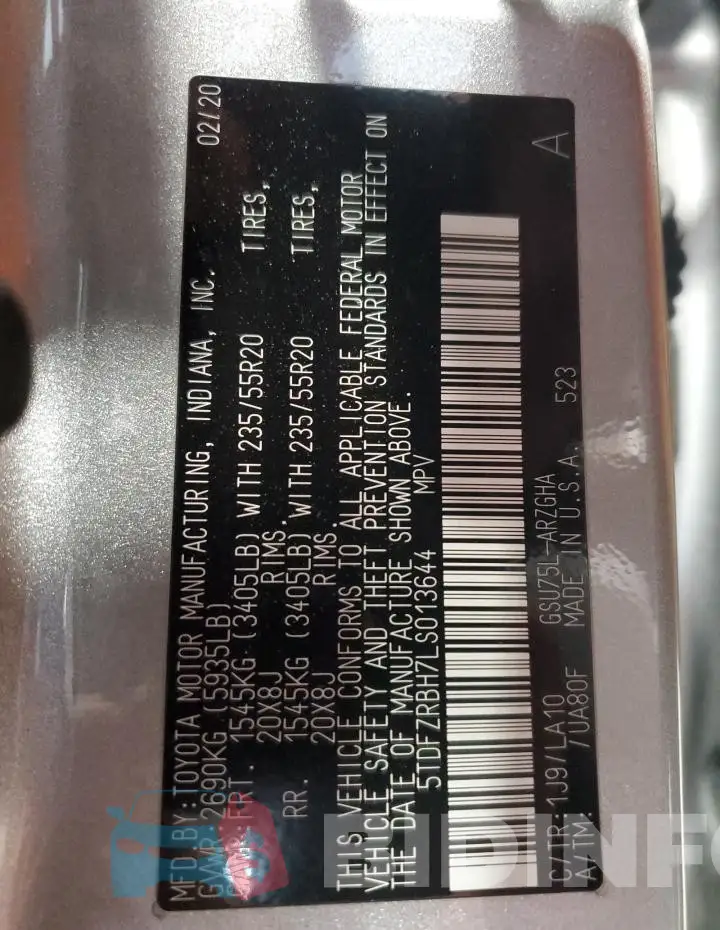 5TDFZRBH7LS013644 Photo# 14