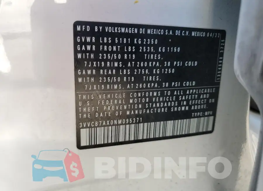3VVCB7AX0NM095371 Photo# 13