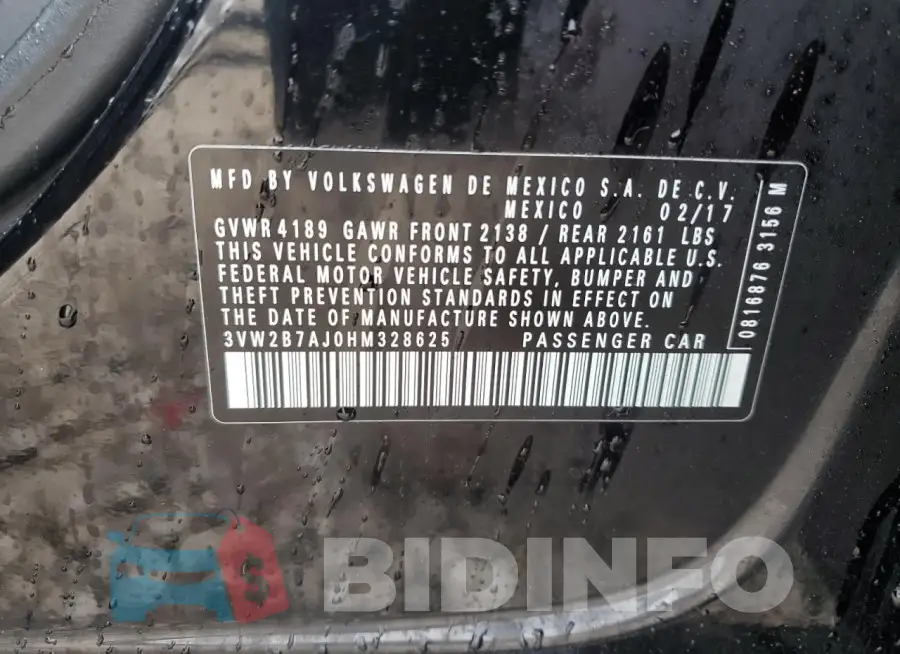 3VW2B7AJ0HM328625 Photo# 12