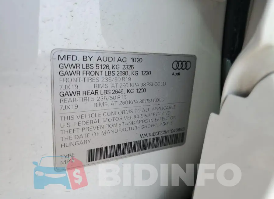WA1DECF32M1040693 Photo# 12