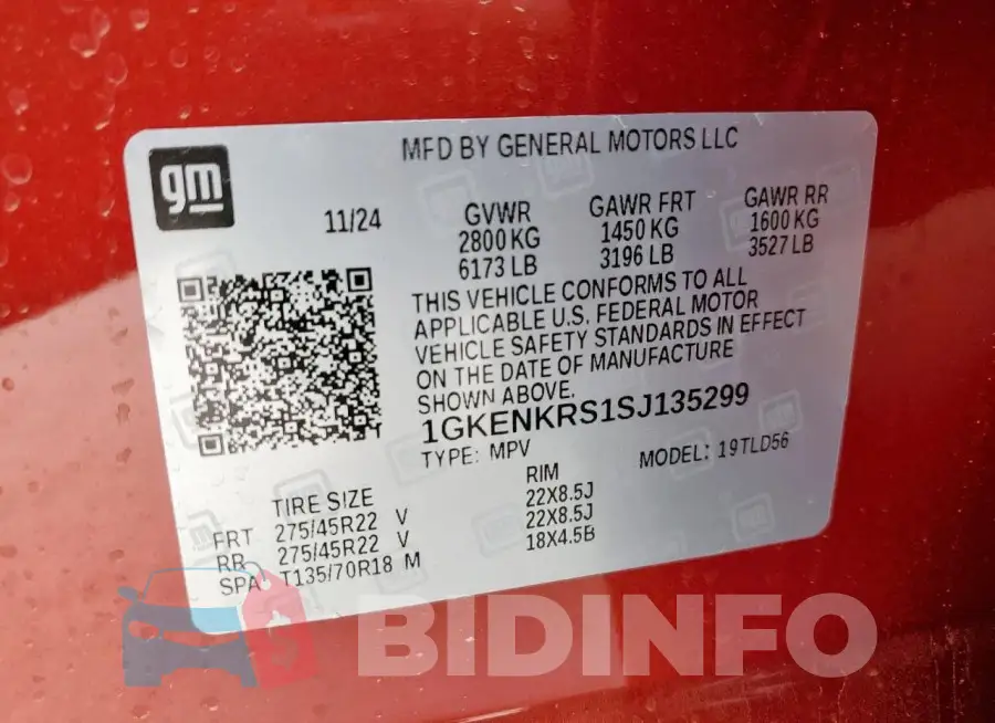 1GKENKRS1SJ135299 Photo# 13