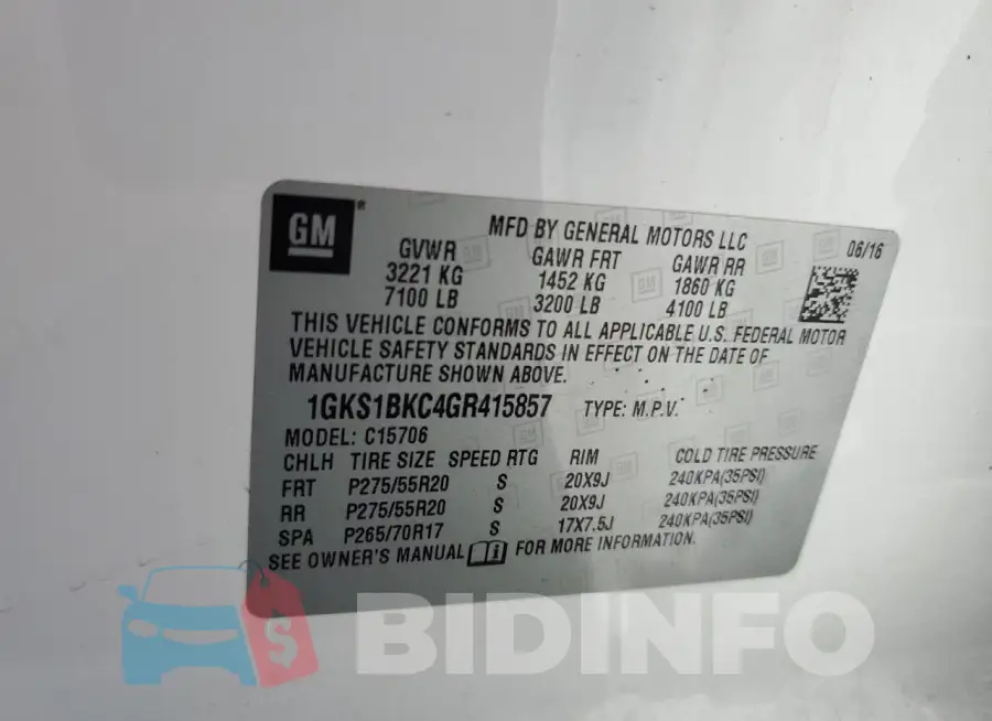 1GKS1BKC4GR415857 Photo# 14