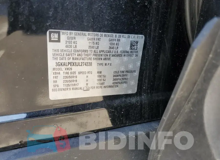 3GKALPEX8JL274338 Photo# 13