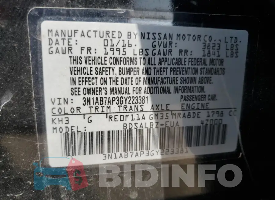3N1AB7AP3GY223381 Photo# 12