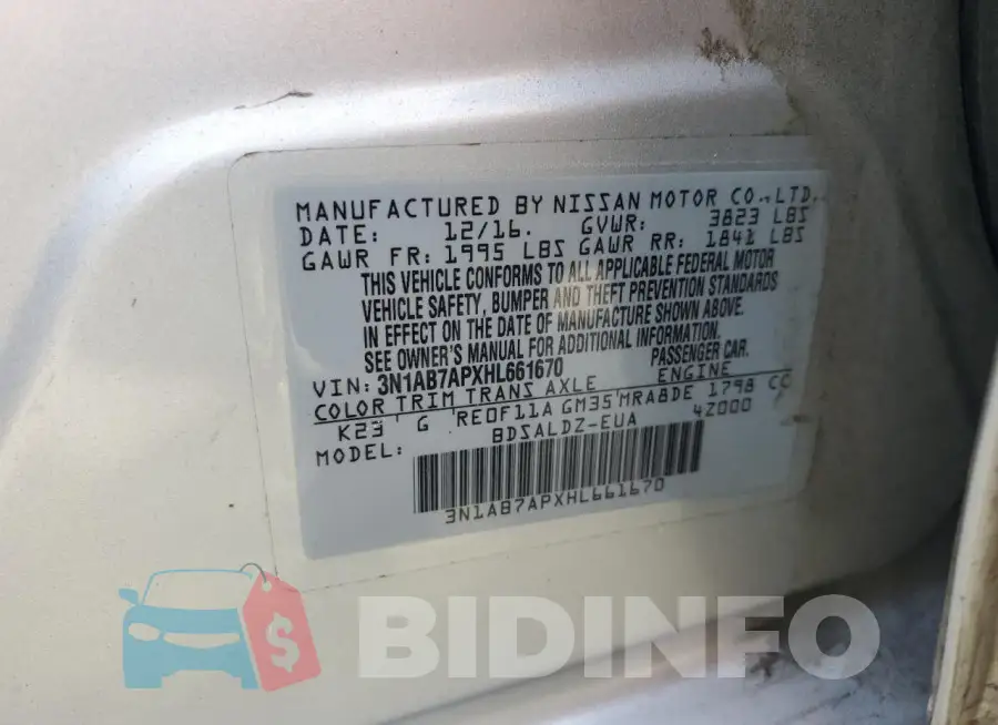 3N1AB7APXHL661670 Photo# 12