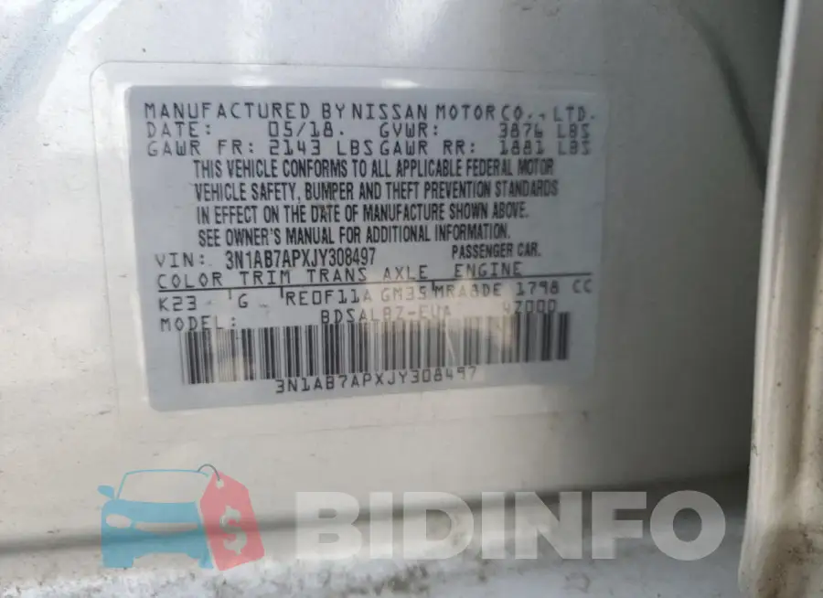 3N1AB7APXJY308497 Photo# 12