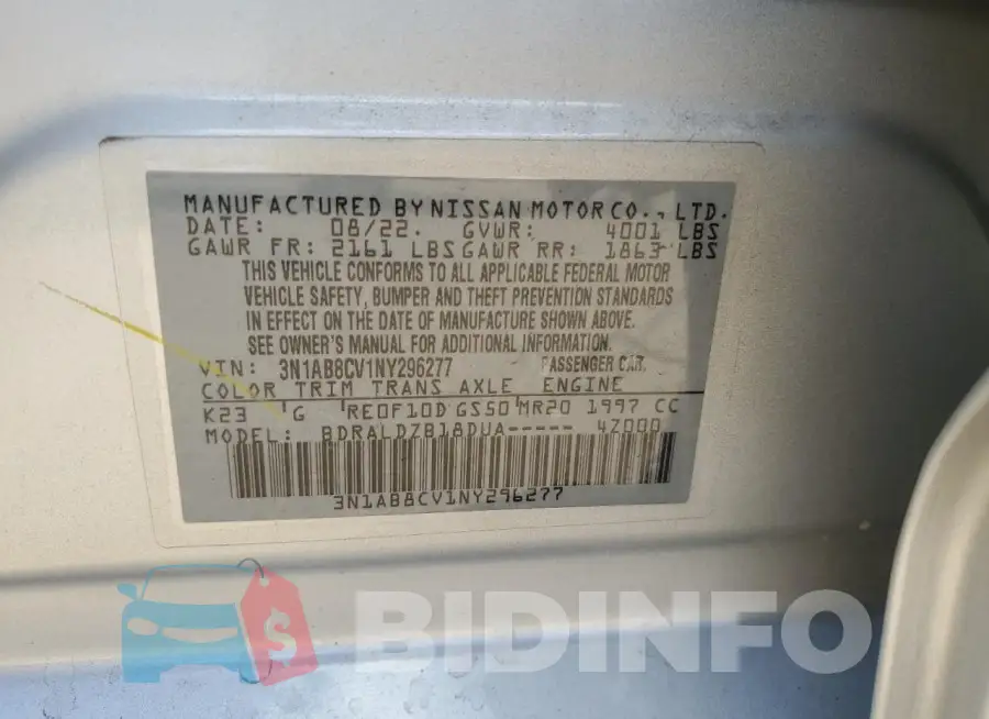 3N1AB8CV1NY296277 Photo# 12