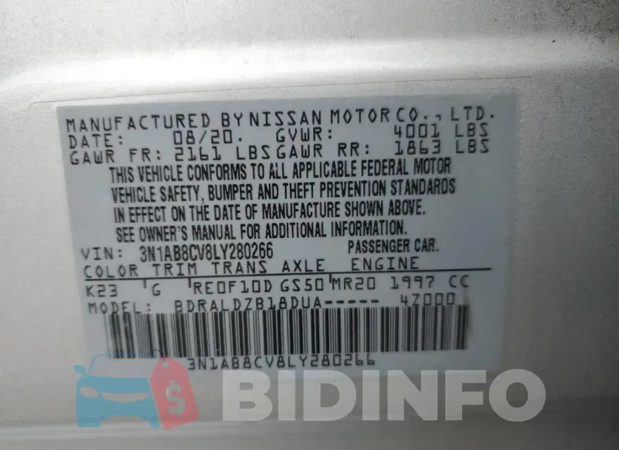 3N1AB8CV8LY280266 Photo# 12