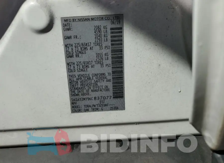 5N1AT2MT9KC837077 Photo# 13