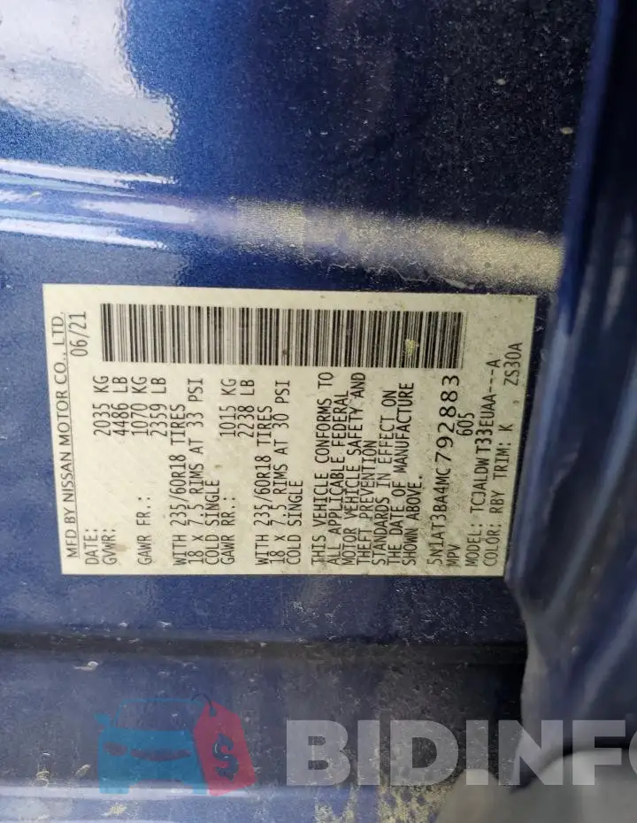 5N1AT3BA4MC792883 Photo# 13