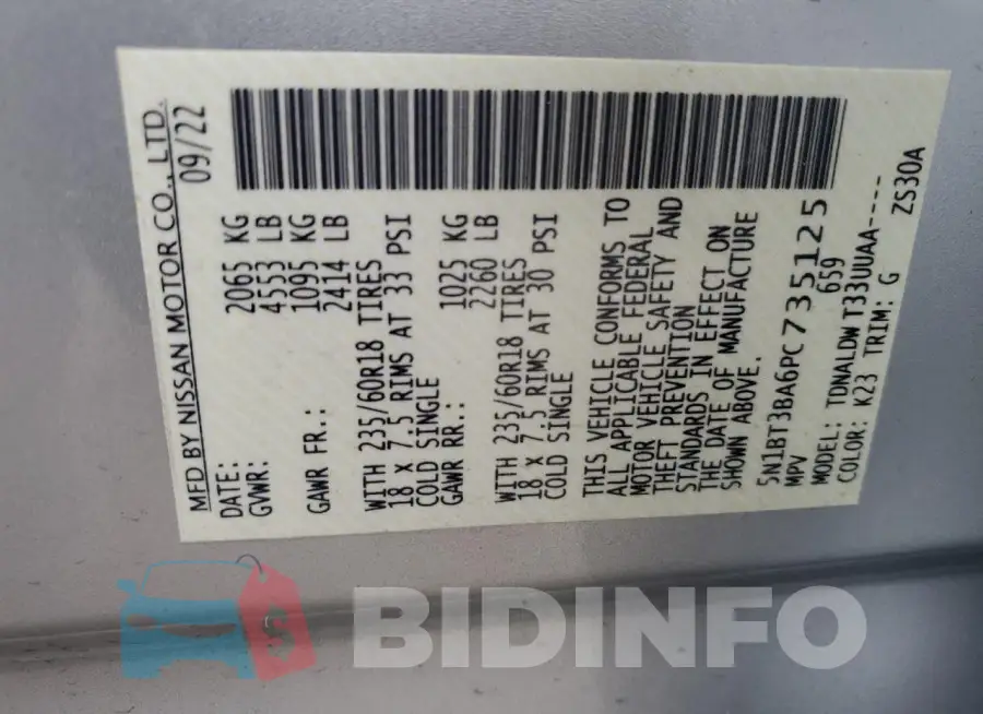 5N1BT3BA6PC735125 Photo# 13